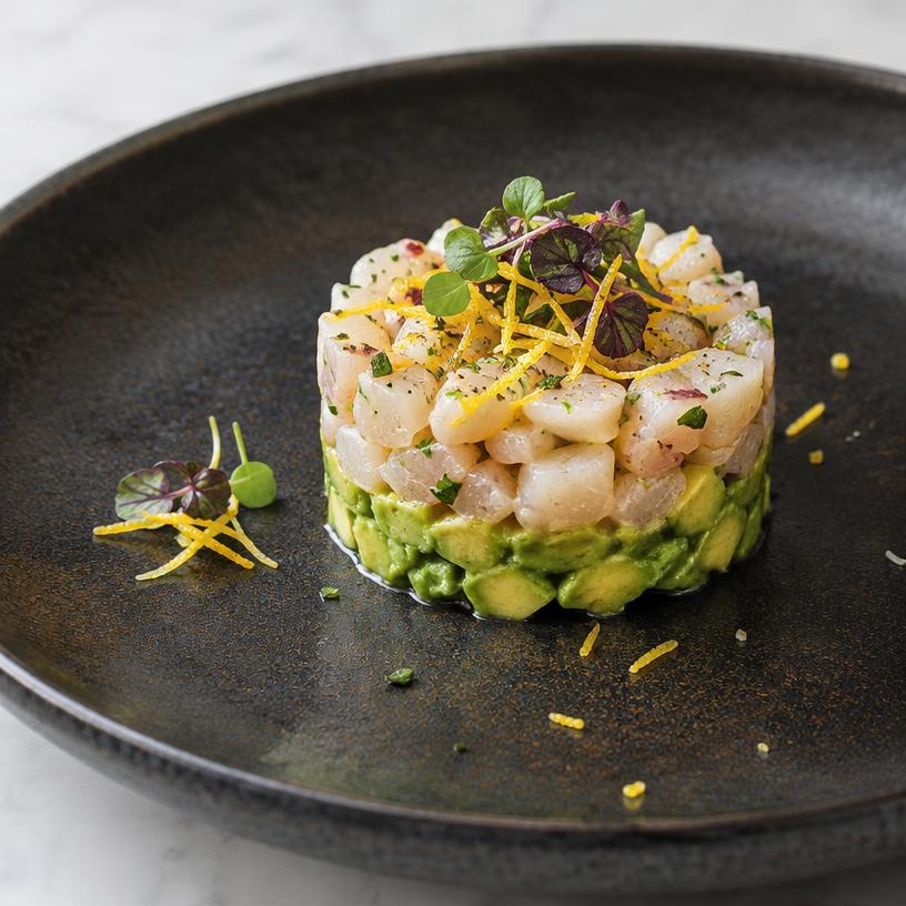 Tartare di spigola con avocado e agrumi